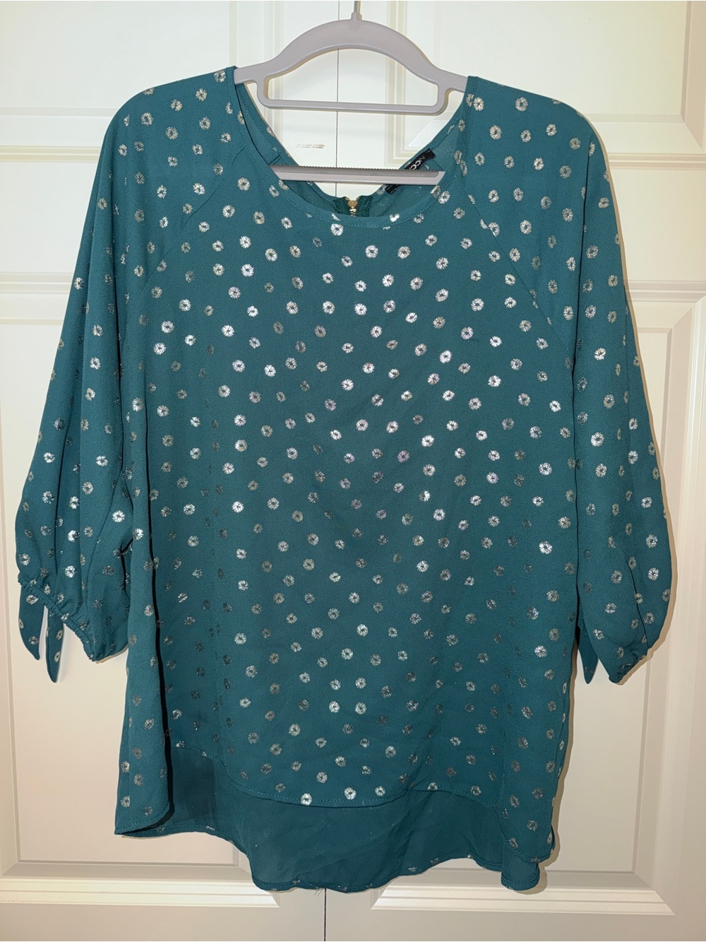 Papermoon Teal Blouse with Silver Sequin Dots